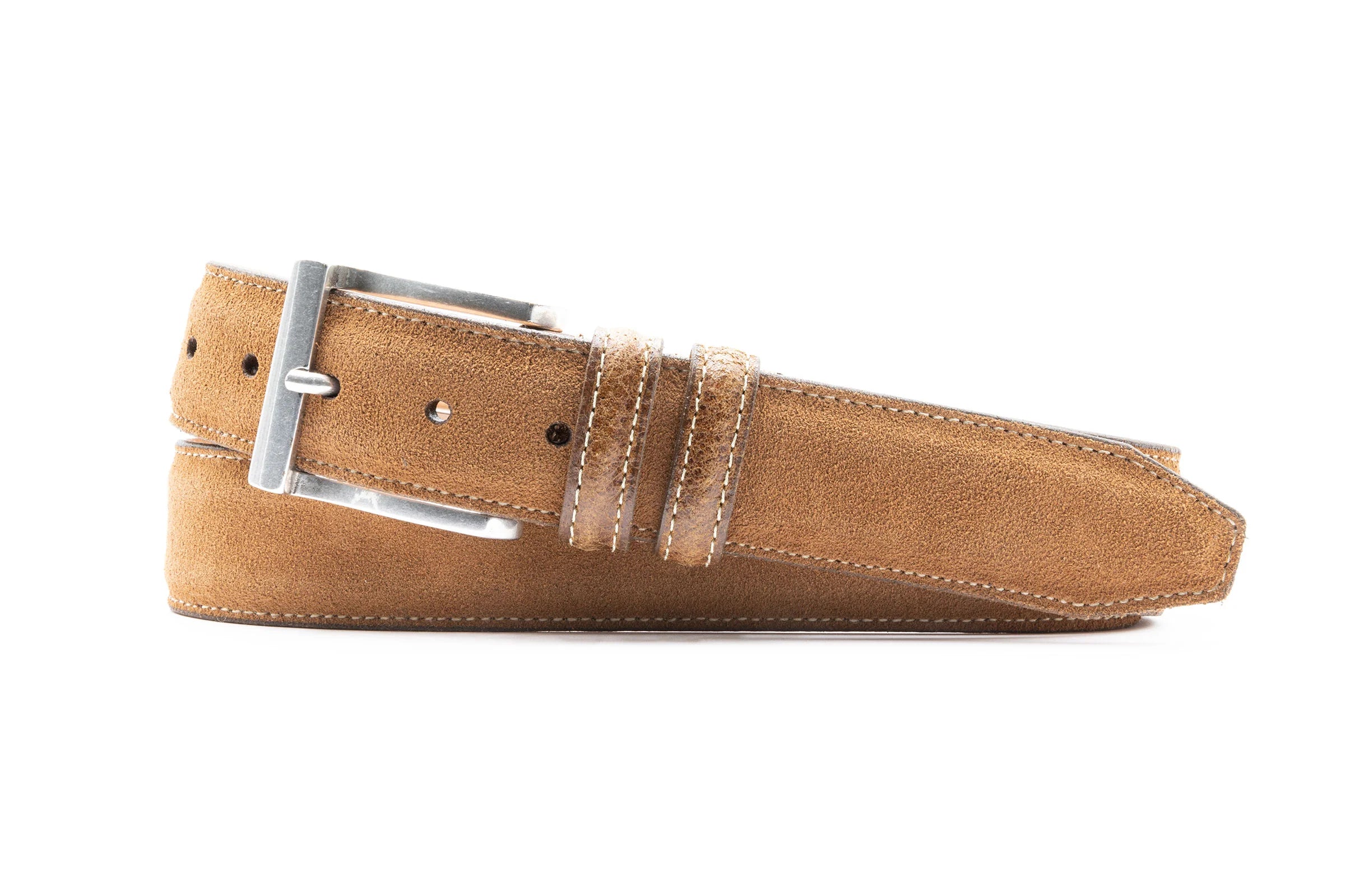 Martin Dingman Full-Grain Leather Belt for Men - Premium Roasted Suede Dress Belt with Solid Brass Buckle - Perfect for Business, Casual & Formal Wear