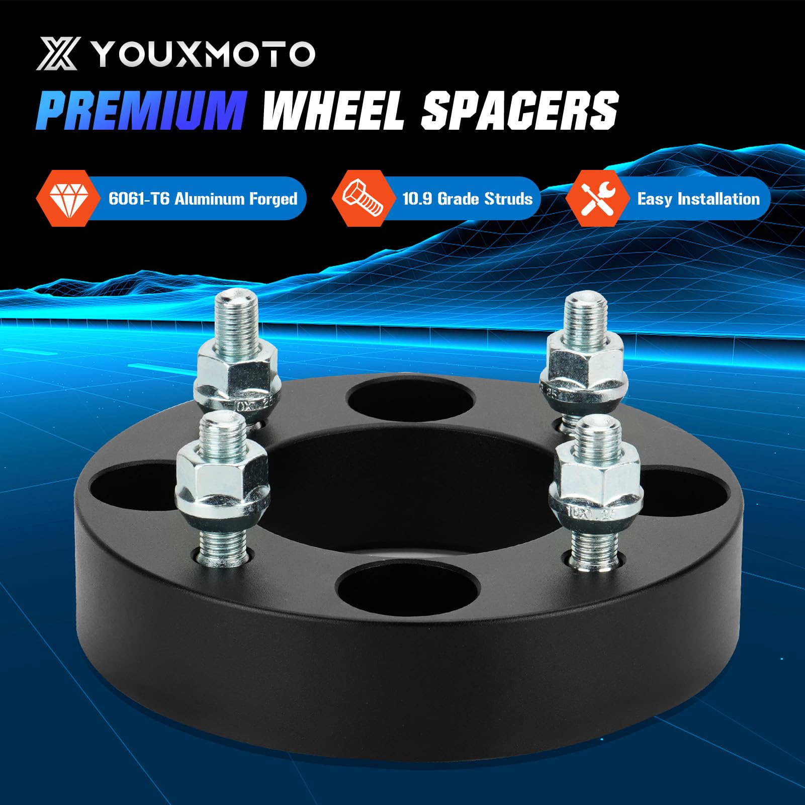 Youxmoto 1.5 Inch ATV/UTV Wheel Spacers - 4x110 Bolt Pattern with 14x1.5 Studs & 76mm Bore - Compatible with Honda Foreman 400 450 500, Rancher 350 400 420, Rincon 650 680, FourTrax 300 350 & Suzuki King Quad 400 450 500 700 - Perfect for Off-Roading, Trail Riding & Enhanced Stability