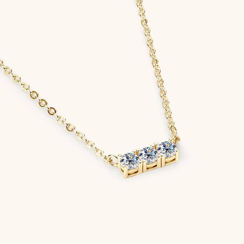 Triple Luck Premium Moissanite Pendant Necklace - 14K Gold Plated Women's Jewelry | Elegant Gift for Anniversary, Birthday & Special Occasions