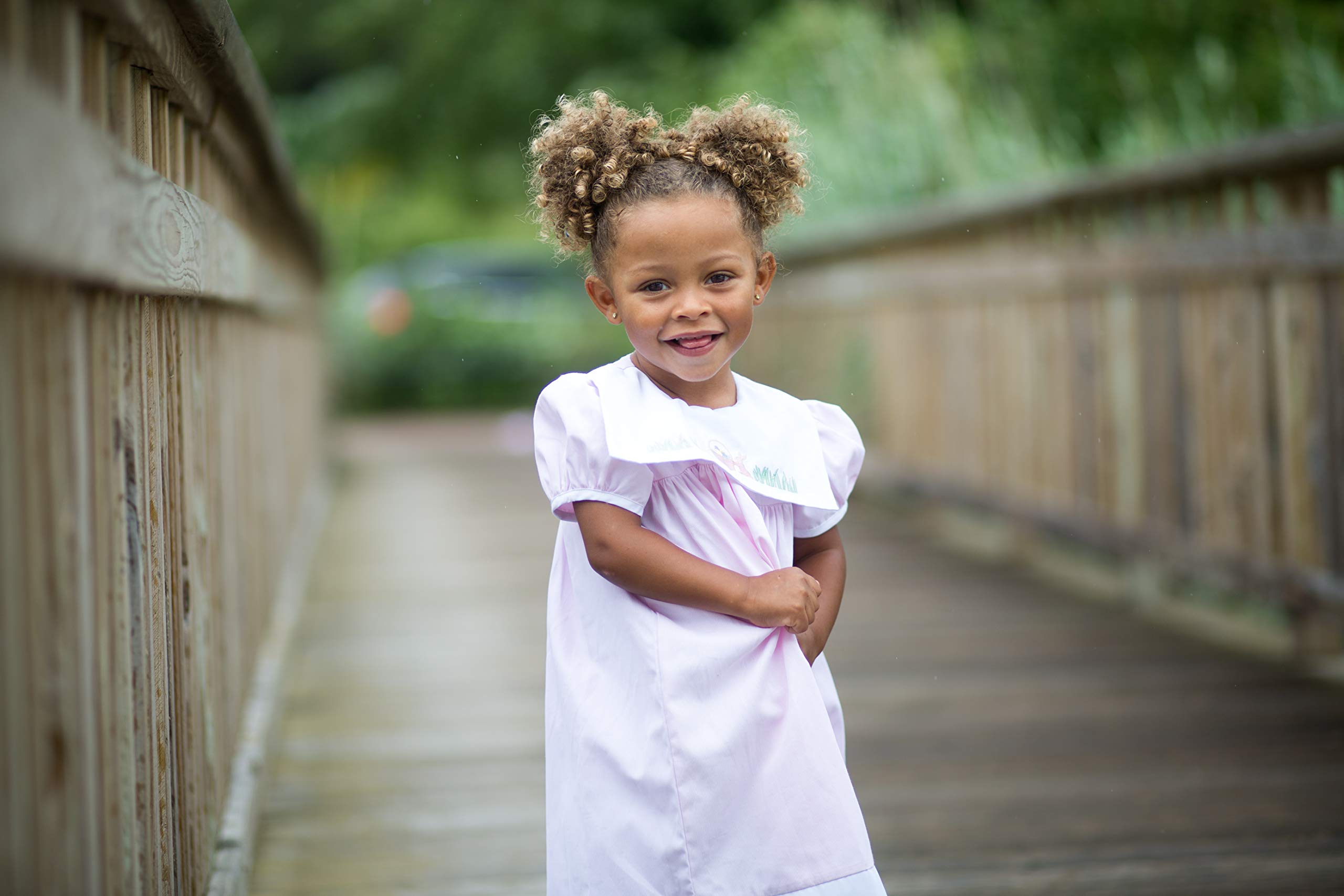 Easter Bunny Dress for Girls - Pink Floral Spring Party Dress for Easter Sunday, Church, and Family Gatherings