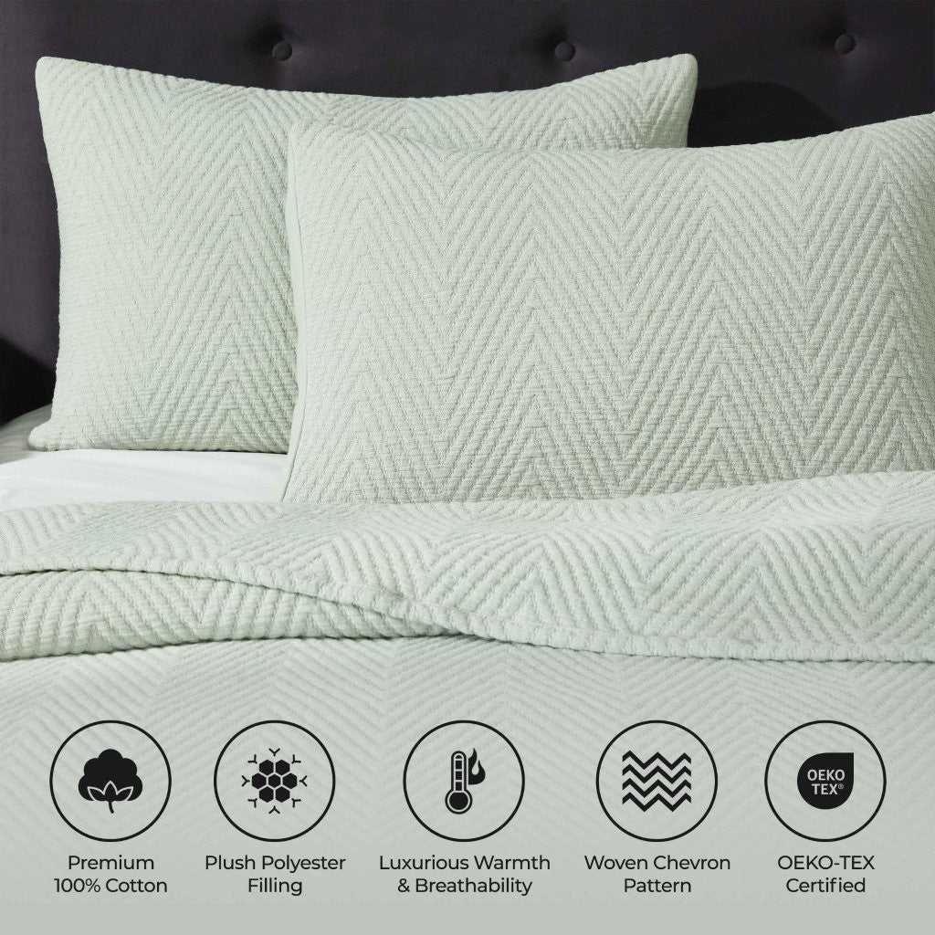 Premium Aswan Cotton Medium Weight Chevron Woven Coverlet - Soft & Breathable Bedspread for All Seasons - Perfect for Bedroom, Guest Room, and Dorm Decor