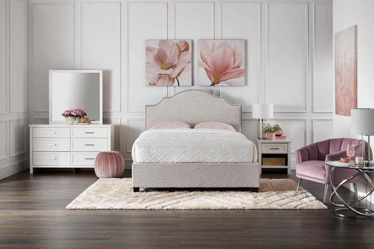 Alana Full Size Headboard - Beige Upholstered Bed Frame Headboard for Bedroom Decor & Comfort | Perfect for Master Bedroom, Guest Room, or Dorm