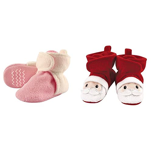 Hudson Baby Fleece Booties 2-Pack - Pink Cream for 0-6 Months - Cozy Winter Footwear