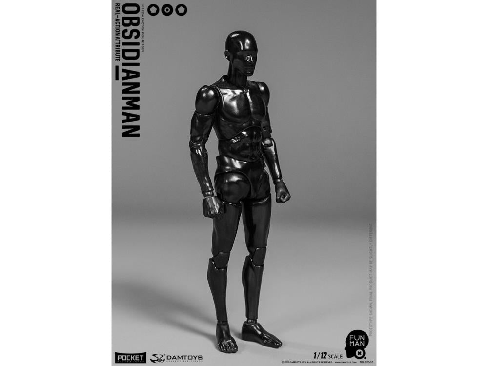Damtoys 1/12 Pocket Elite Obsidian Man Scale Body Action Figure - Highly Articulated Collectible Toy for Display & Photography - Perfect for Collectors, Cosplay & Diorama Scenes