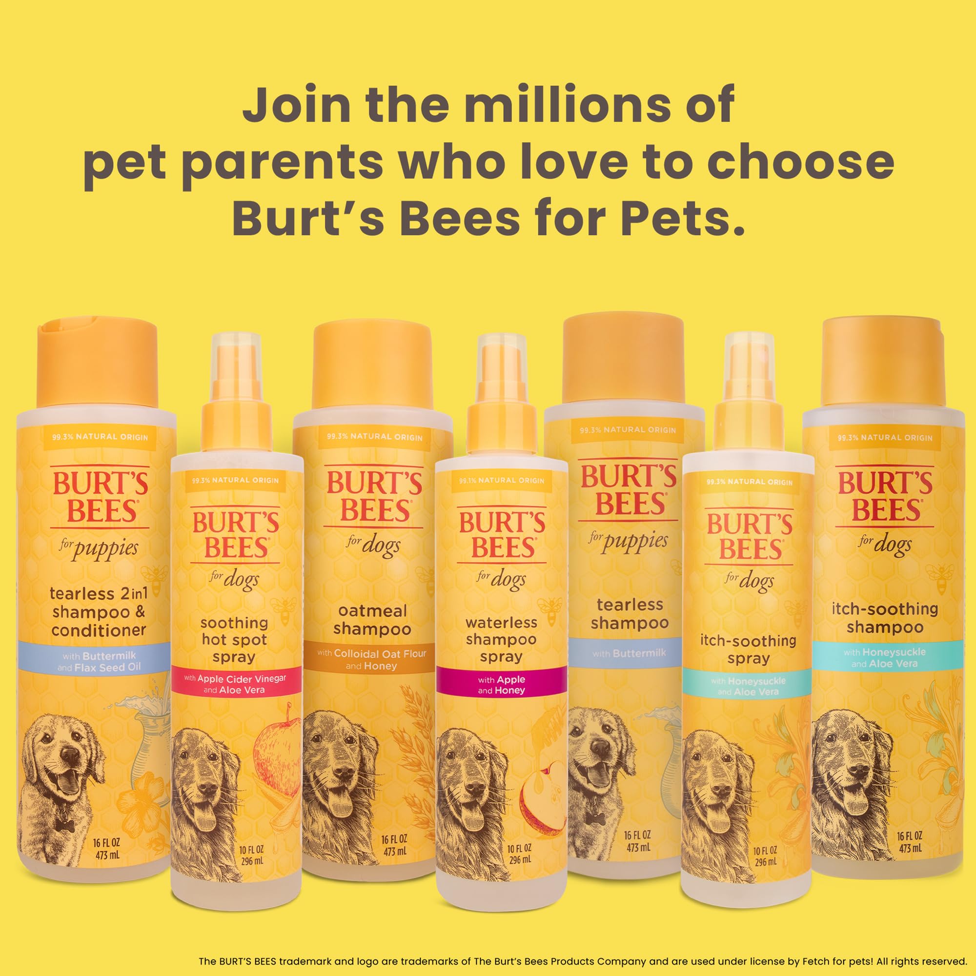 Burt's Bees for Pets Tearless Puppy 2-in-1 Shampoo & Conditioner with Buttermilk & Linseed Oil | 95% Natural Ingredients | Gentle Tear-Free Puppy Bath Solution | 16 oz | Perfect for Sensitive Skin & Regular Grooming