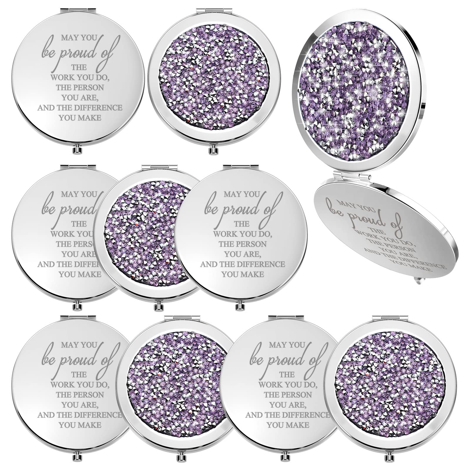 10 Pcs Inspirational Compact Mirrors - Employee Appreciation Gifts for Women, Teachers, Nurses | Travel & Office Use