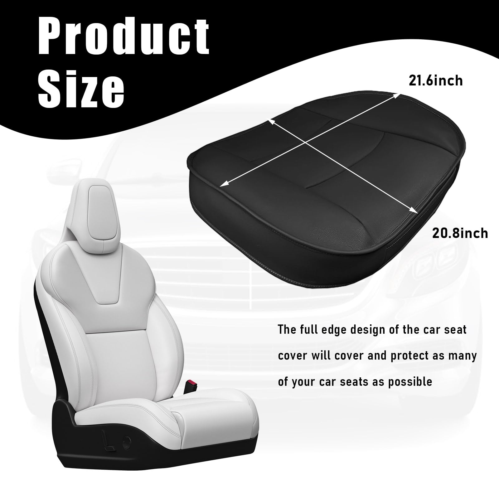 Premium PU Leather Car Seat Bottom Cover - Universal Anti-Slip Seat Protector Pad for Sedan, SUV & Truck - Protects Against Wear & Stains (Black) | Perfect for Daily Commute, Road Trips & Long Drives
