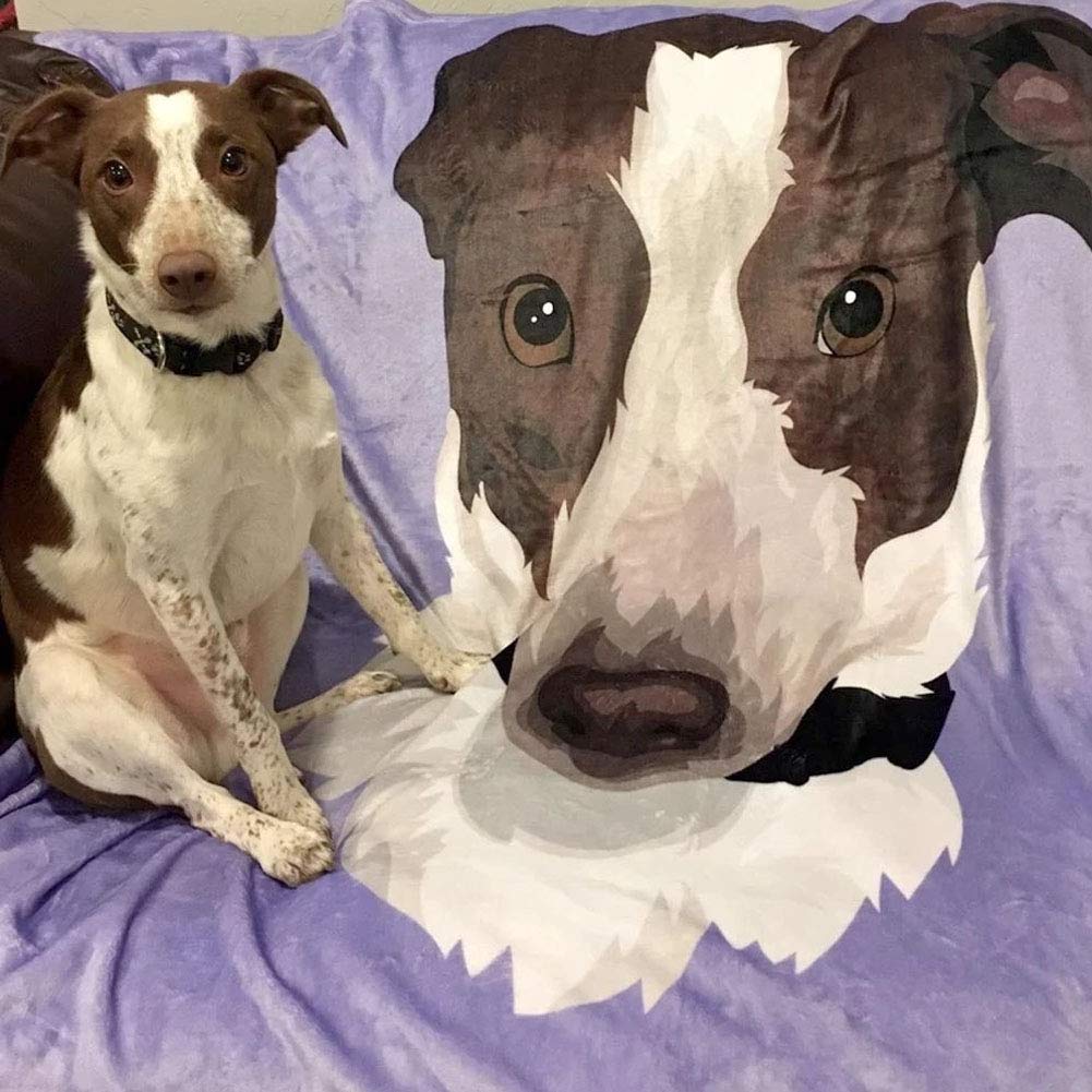 Custom Personalized Dog Portrait Throw Blanket - Photo Text Name Fleece Blanket for Pets | Unique Gift for Dog Lovers, Pet Owners, Family & Friends | Perfect for Birthdays, Anniversaries & Home Decor