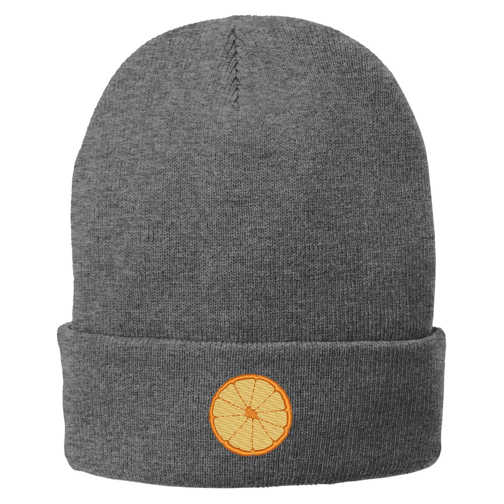Trendy Orange Embroidered Winter Knitted Long Beanie for Women & Men - Warm Fashionable Hat for Cold Weather, Outdoor Activities & Street Style