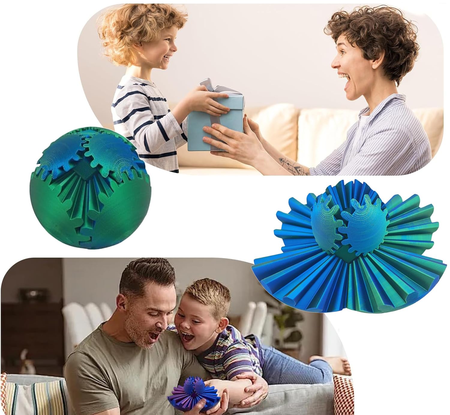 3D Printed Gear Ball Fidget Toy - Steampunk Whirling Wonder Desk Toy for Adults, Stress Relief & Focus, 2024 New Design (Green) | Perfect for Office, Home, Travel & Anxiety Relief