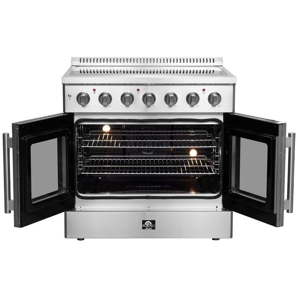 Forno Galiano 36-inch 5.36 cu. ft. Stainless Steel French Door Freestanding Electric Range - FFSEL6917 36 | Perfect for Modern Kitchens, Home Chefs & Entertaining