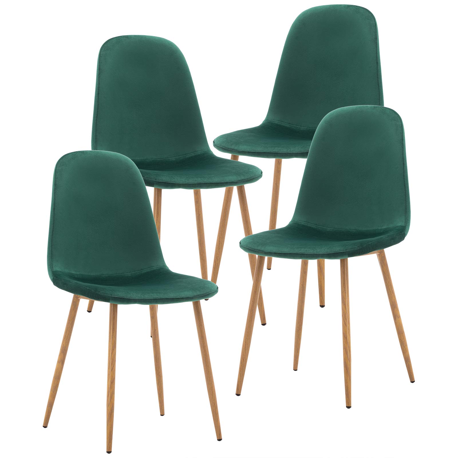 Mid Century Modern Dining Chairs Set of 4 - Velvet Upholstered Accent Chairs with Flannelette Cushion & Metal Legs for Kitchen, Dining Room, Club or Guest Seating - Perfect for Entertaining, Family Meals and Stylish Home Decor