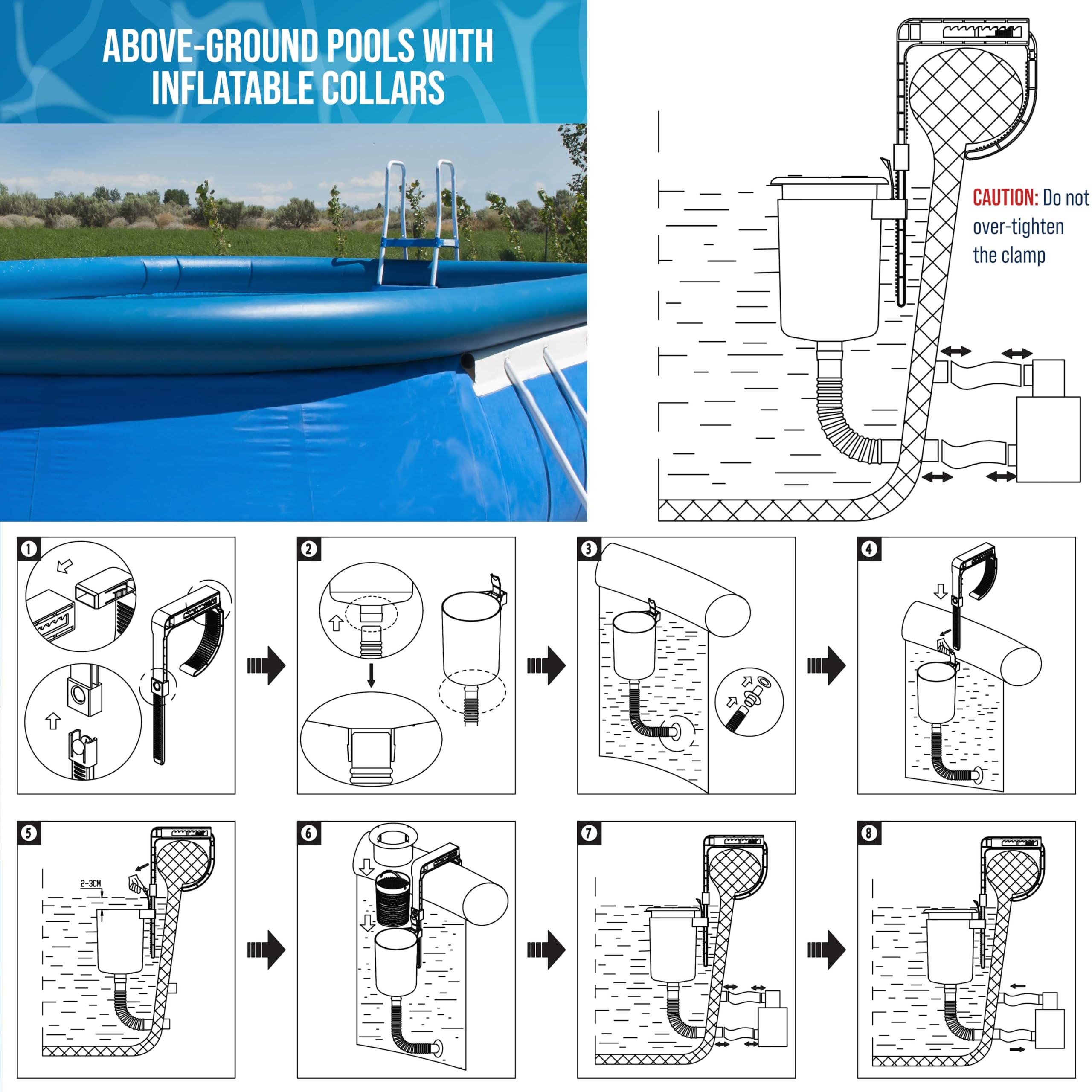 U.S. Pool Supply Pool Skimmer - Above Ground Floating Surface Skimmer with Debris Basket | Wall Mount for Inflatable, Tubular & Metal Frame Pools | Perfect for Backyard, Vacation Homes & Community Pools