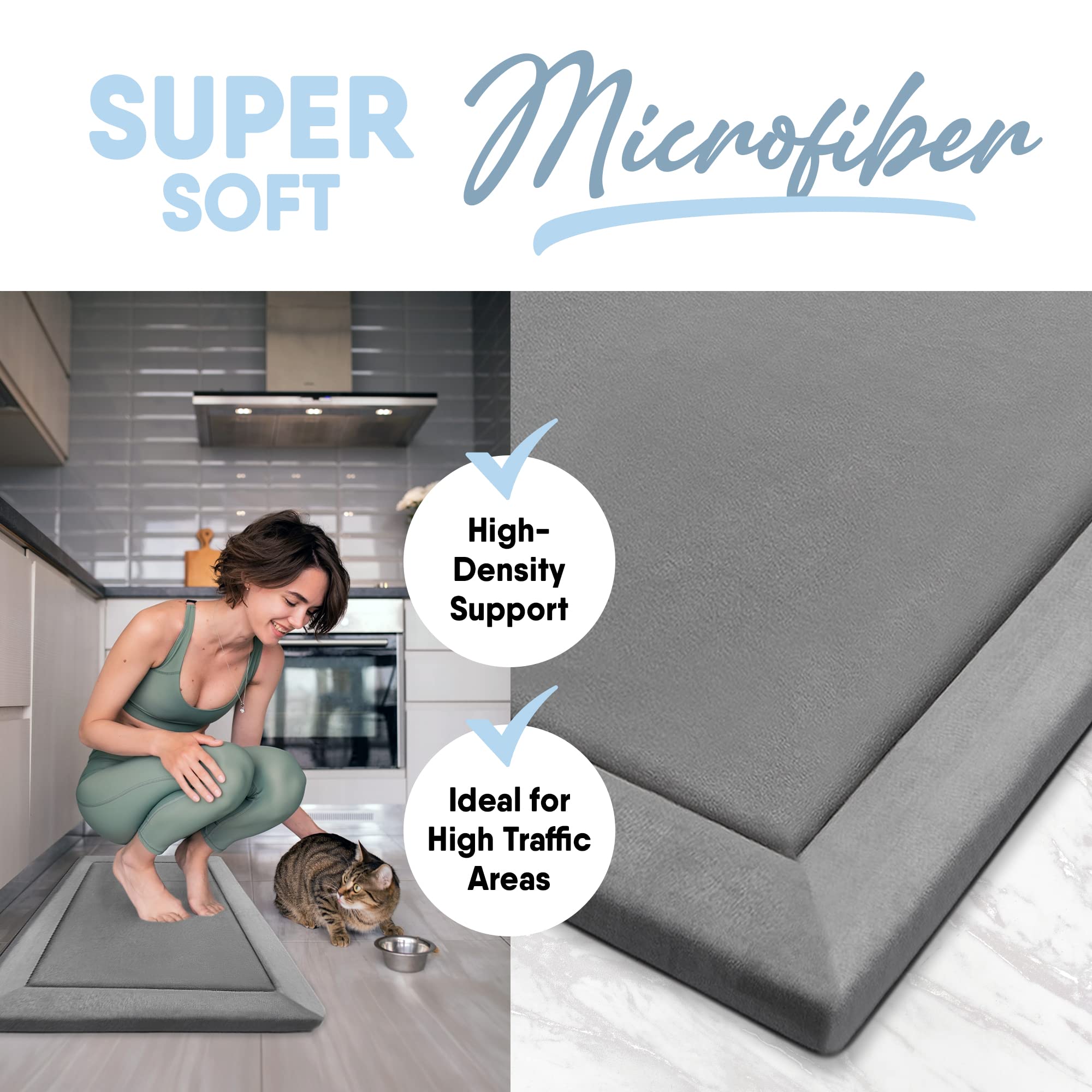Premium Microdry Memory Foam Area Rug - Ultra Soft Microfiber Carpet with Built-in Rug Pad, Stain & Fade Resistant - Perfect for Living Room, Bedroom, Kids Room (2'x3', Light Grey) | Cozy Home Decor & Floor Protection