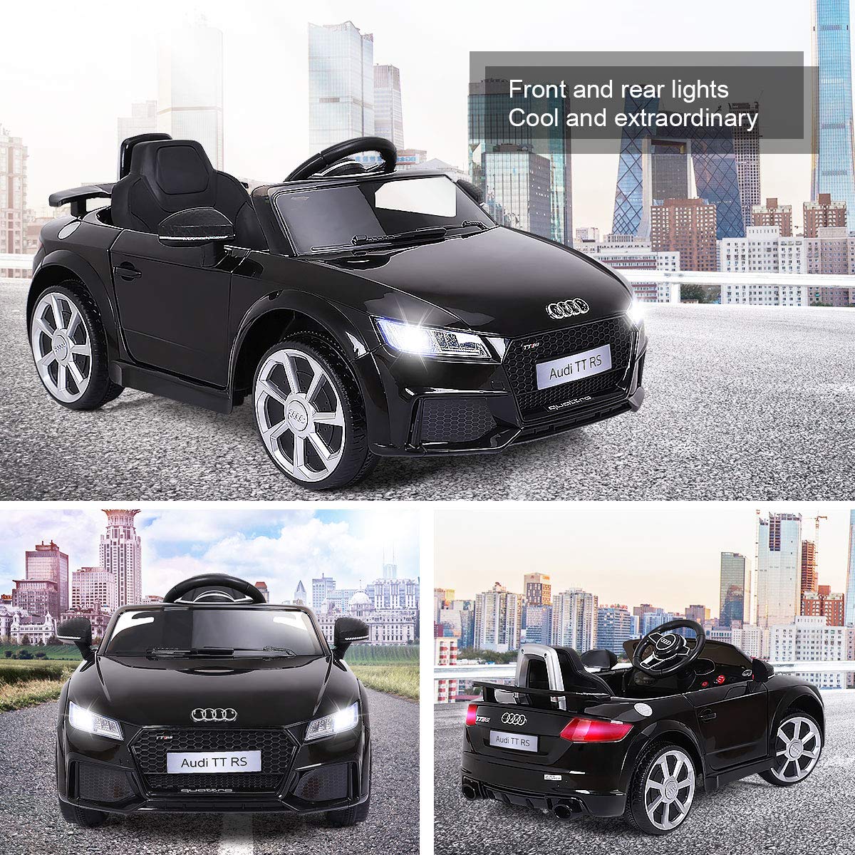 Costzon 12V Licensed Audi TT RS Kids Electric Ride On Car with Parental Remote Control, MP3 Player, LED Lights & Horn - High/Low Speed Battery-Powered Vehicle for Boys & Girls (Black) | Perfect for Birthday Gifts, Outdoor Play & Backyard Fun