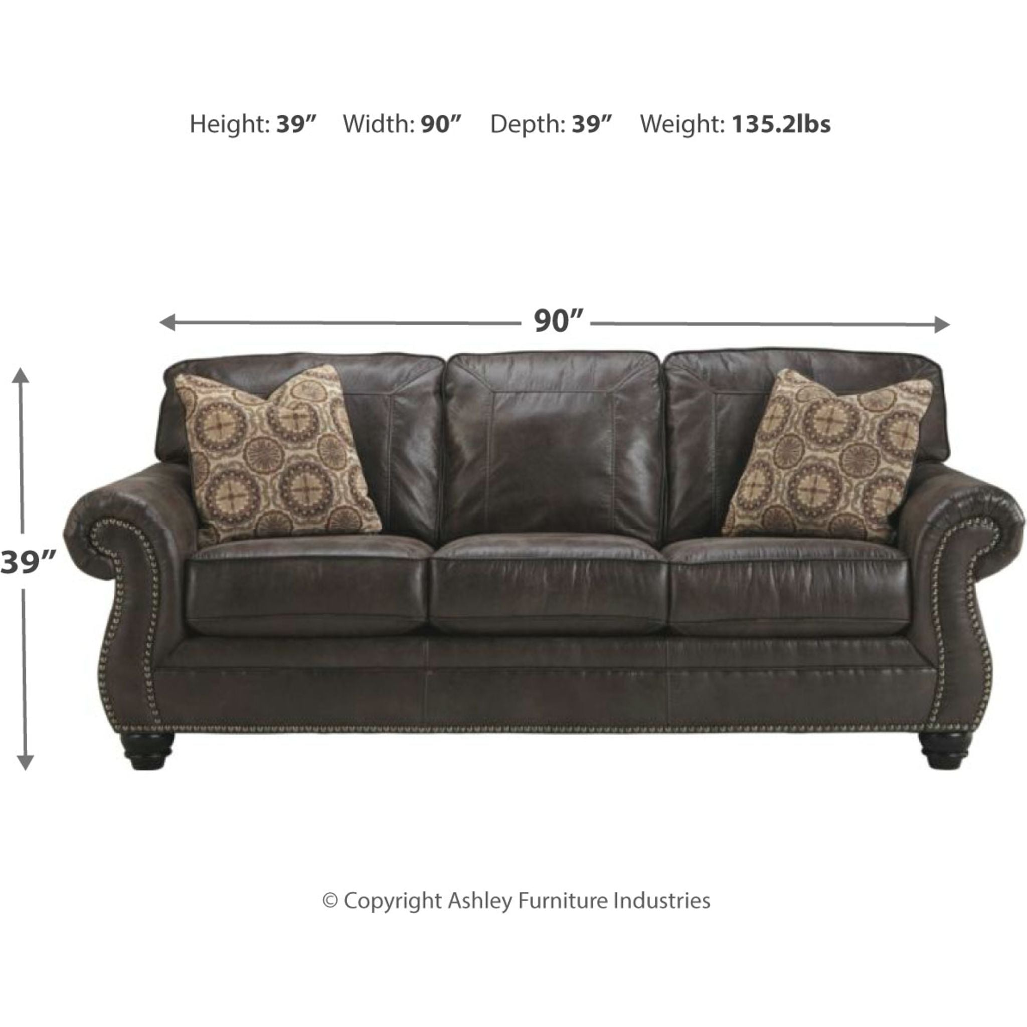 Breville Sofa - Modern Charcoal Gray Fabric Sectional Couch for Living Room, Lounge & Family Room Comfort