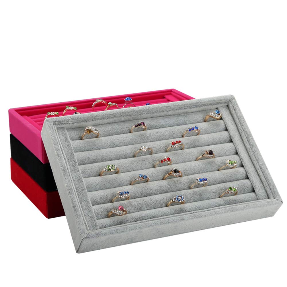 Velvet Jewelry Display Tray - 1-2 Piece Ring & Earring Organizer Box (8.86