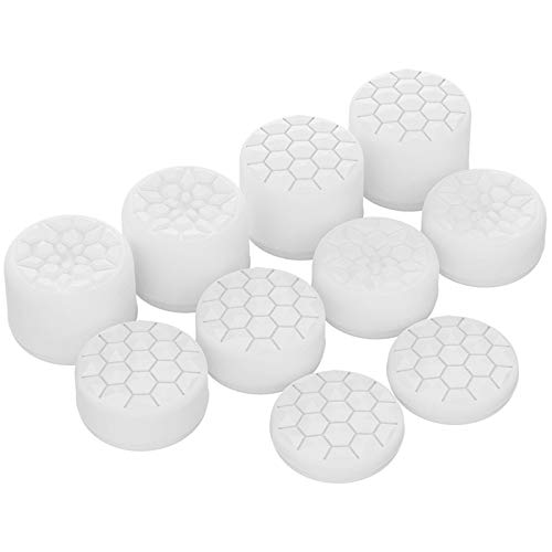 PlayVital White Ergonomic Thumb Grips for PS5, PS4, Xbox Series X/S, Xbox One, Switch Pro Controller - 3 Height Adjustable Convex & Concave Caps with Diamond Texture & Bomb Design - Improve Gaming Comfort & Reduce Fatigue for Long Play Sessions