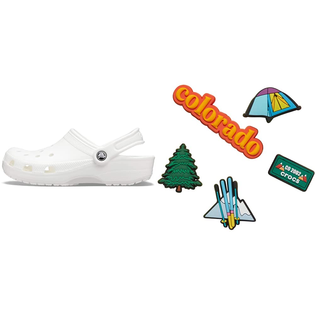 Crocs Classic Clog for Men & Women with 5-Pack Jibbitz Charms - Comfortable Slip-On Shoes for Travel, Work & Casual Wear