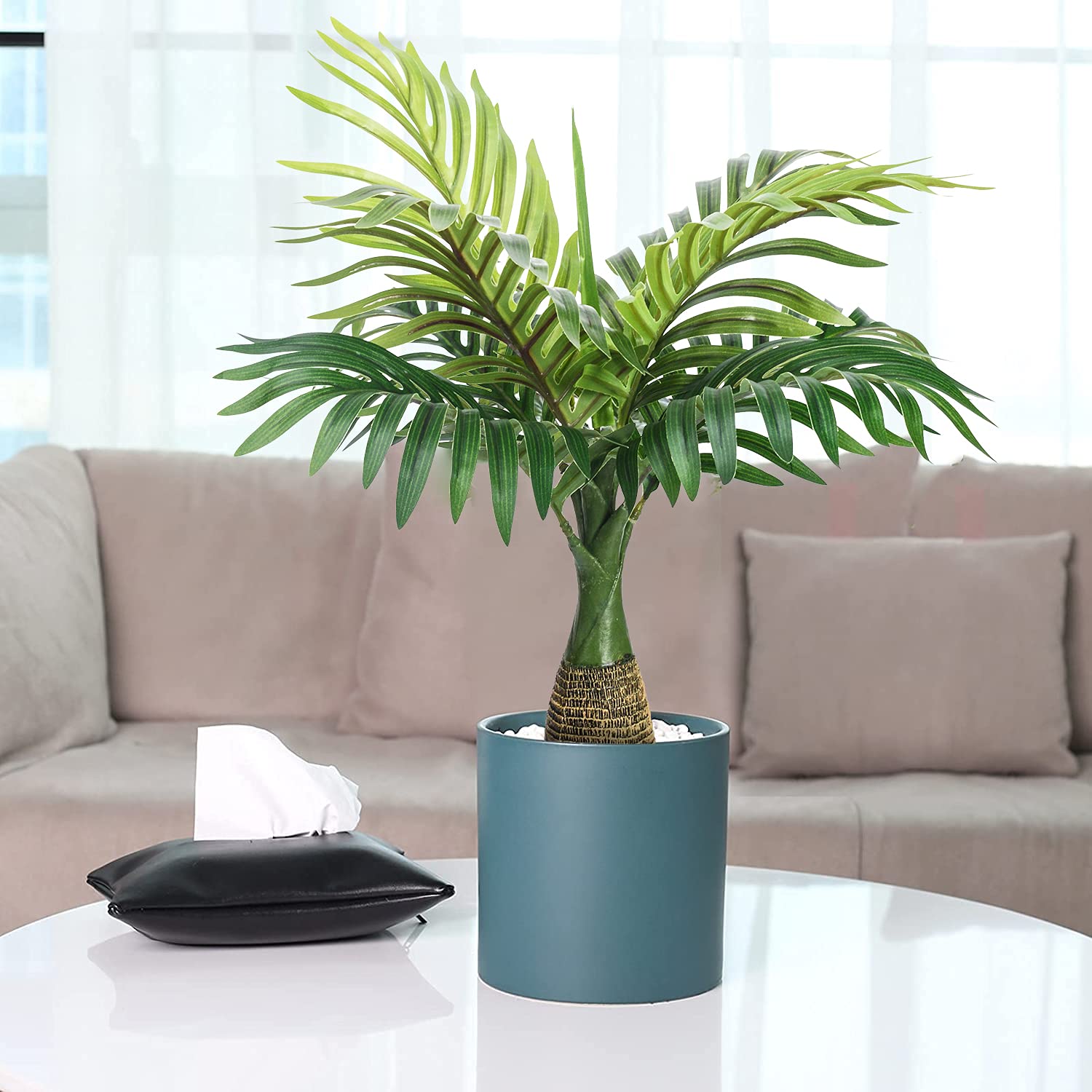 Artificial Palm Tree - Fake Tropical Mini Plants with Realistic Leaves for Home, Office & Party Decor | Indoor & Outdoor Use