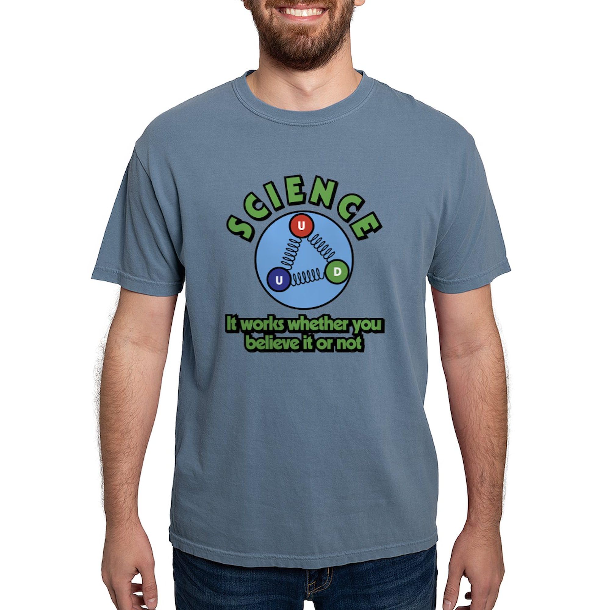 Science It Works Whether You Believe It or Not Men's Comfort Colors T-Shirt - Funny Science Tee for Nerds, Geeks & Students - Perfect for School, Work & Casual Wear
