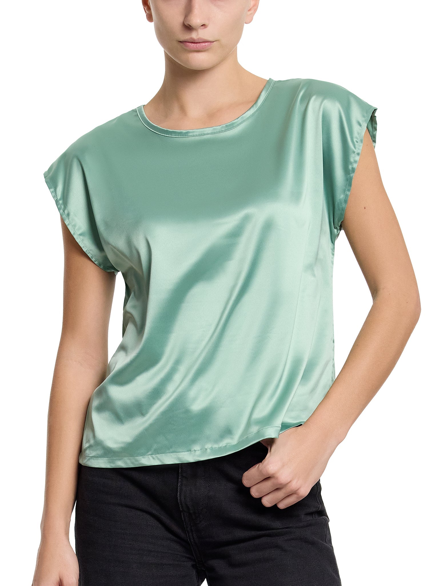 Satin Sleep Cap Sleeve Tee - Soft & Comfortable Women's Pajama Top for Nightwear, Lounge & Relaxation at Home