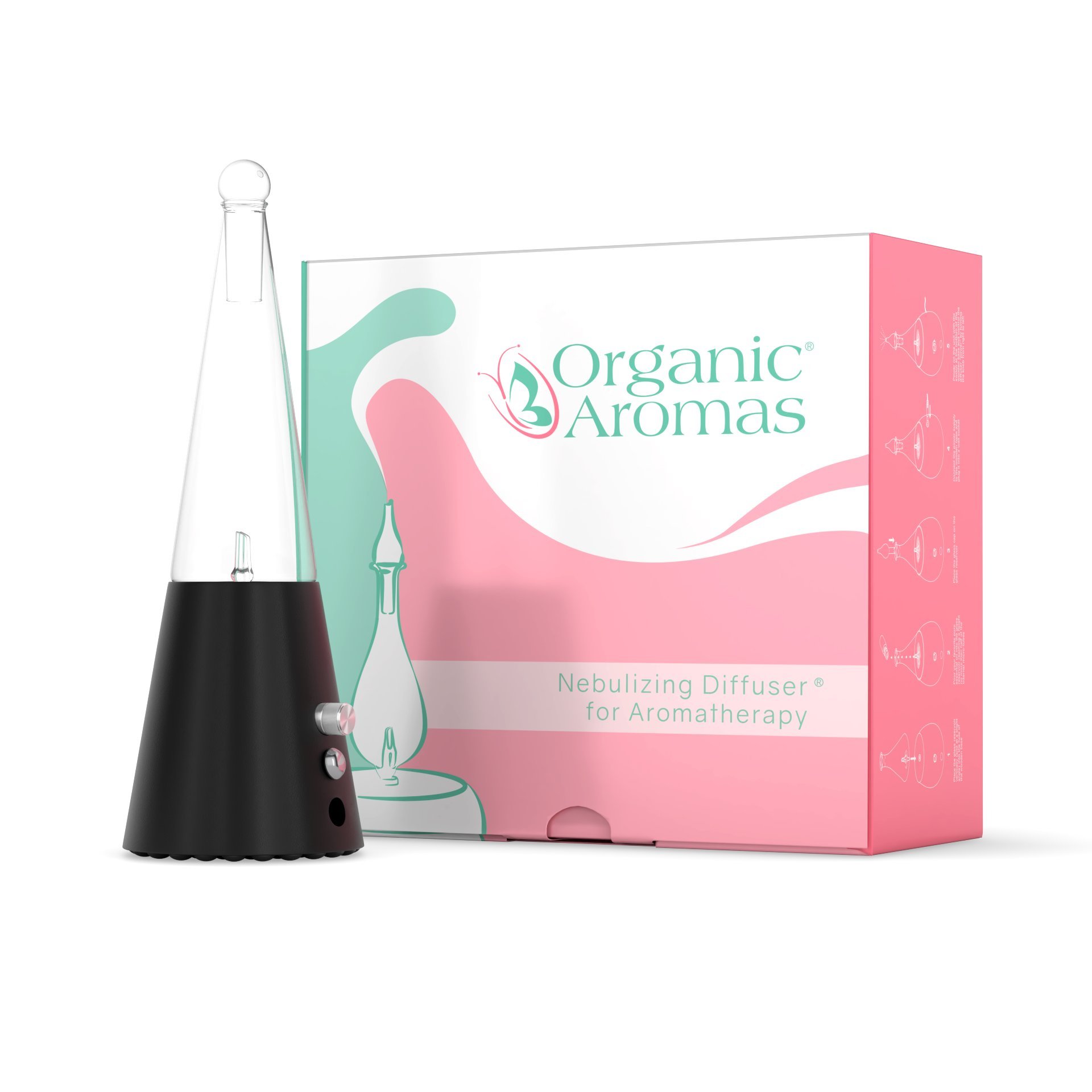 Premium Nebulizing Essential Oil Diffuser for Aromatherapy – No Heat, No Water, No Plastic – Black by Organic Aromas – Perfect for Home, Office, Spa & Yoga Studio Relaxation