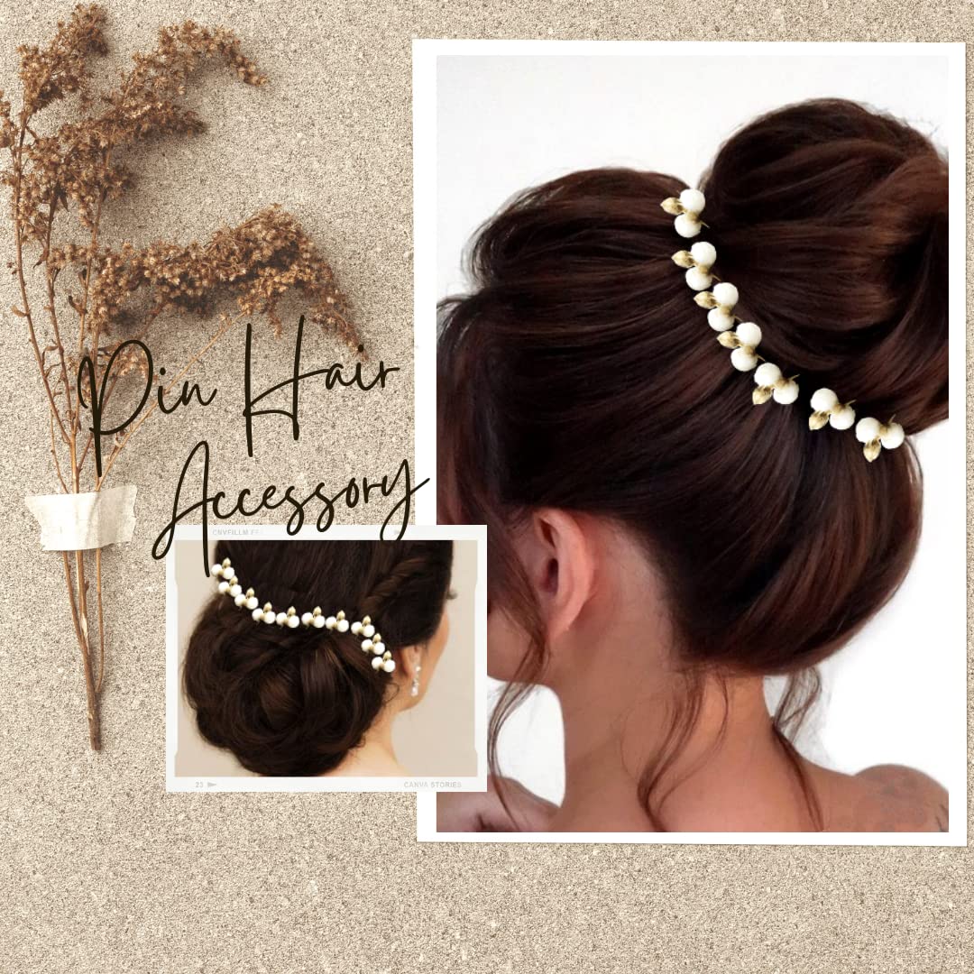 Artificial Mogra Pollen Hair Pin with Pearl - Bridal Hair Accessories for Women & Girls - Perfect for Weddings, Parties & Special Occasions - Pack of 1