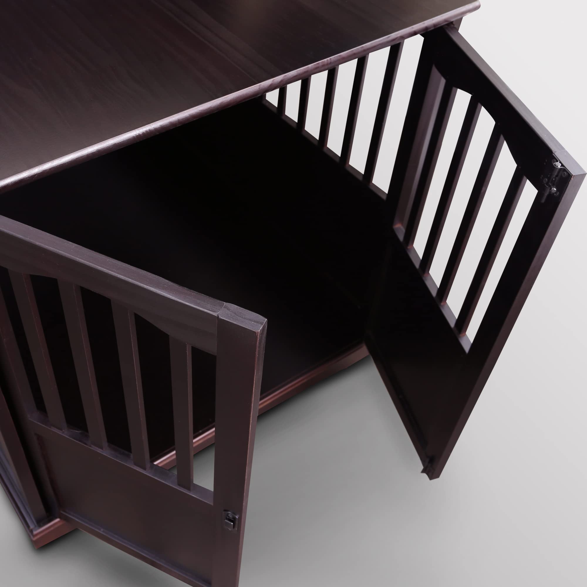 Extra Large Wooden Pet Crate & End Table in Espresso Finish - Stylish Furniture for Dogs & Cats - Perfect for Living Room, Bedroom or Office Decor