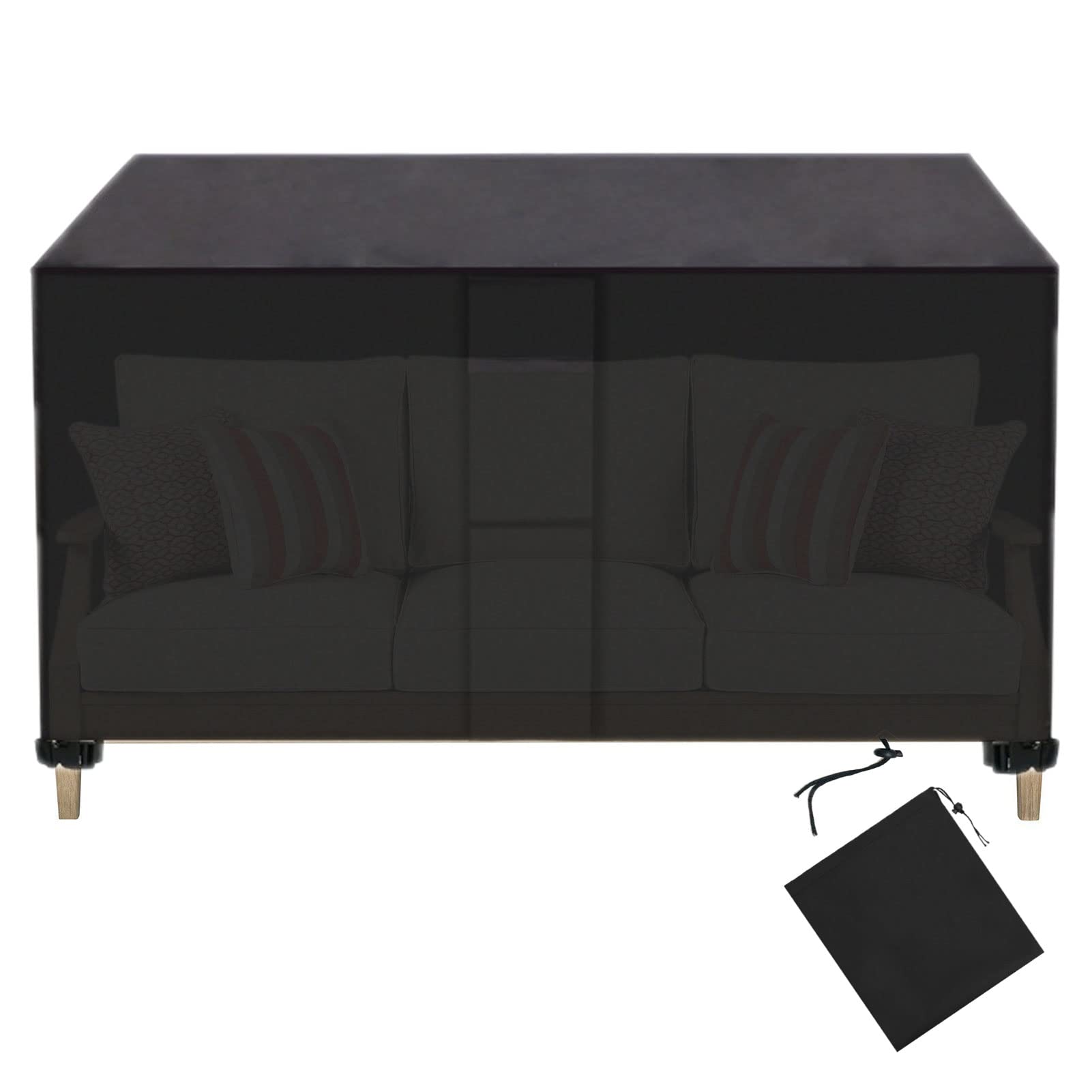 YSUEFIJO Black Waterproof Garden Furniture Covers 95x64x39in - Heavy Duty 420D Oxford Fabric Patio Table Cover for Rectangle & Square Outdoor Furniture - UV Resistant, All Weather Protection for Decks, Backyards & Poolside