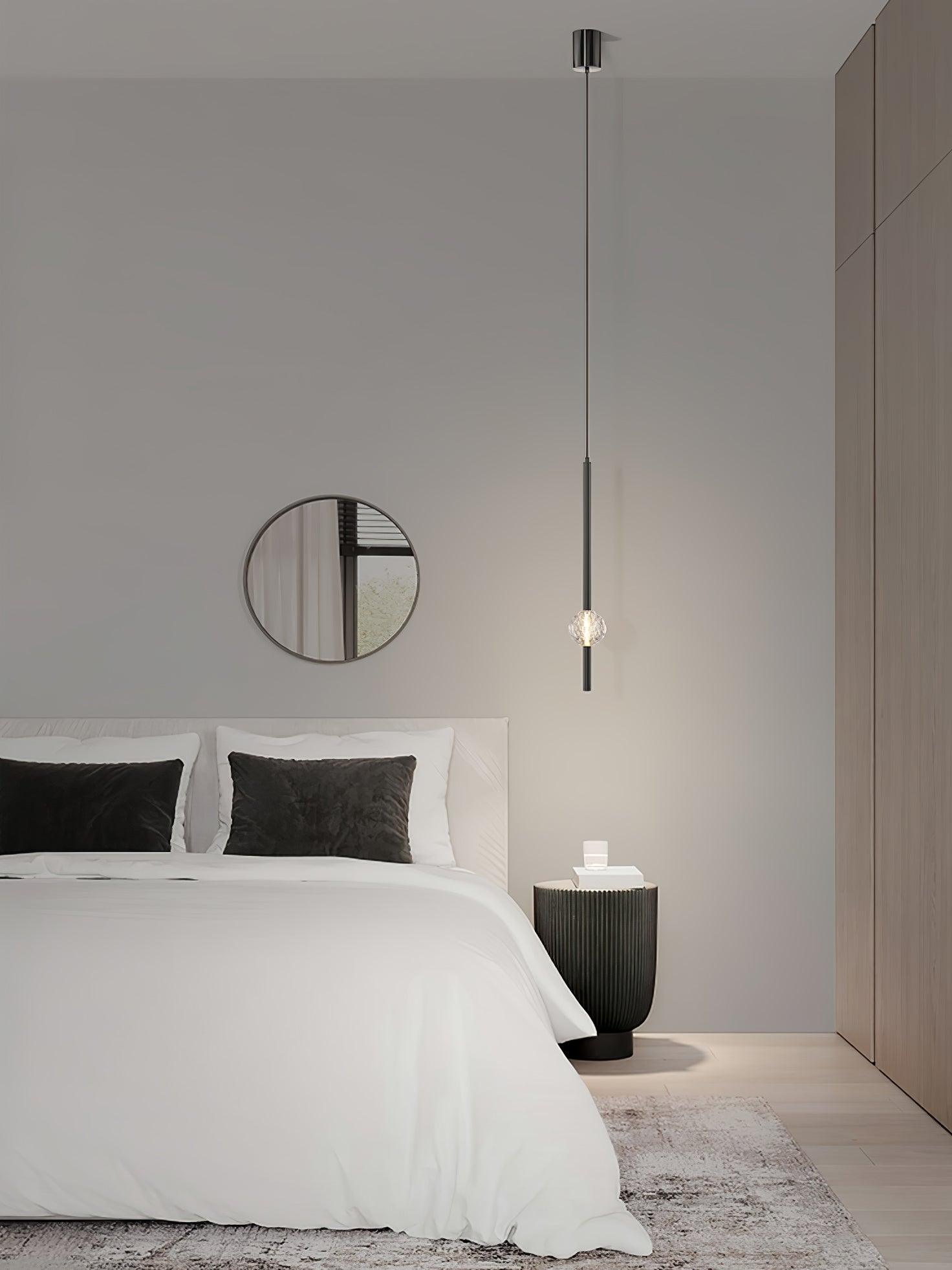 Modern Crystal LED Pendant Light - Elegant Hanging Chandelier for Dining Room, Kitchen Island & Bedroom Lighting - Energy Efficient Dimmable Ceiling Lamp