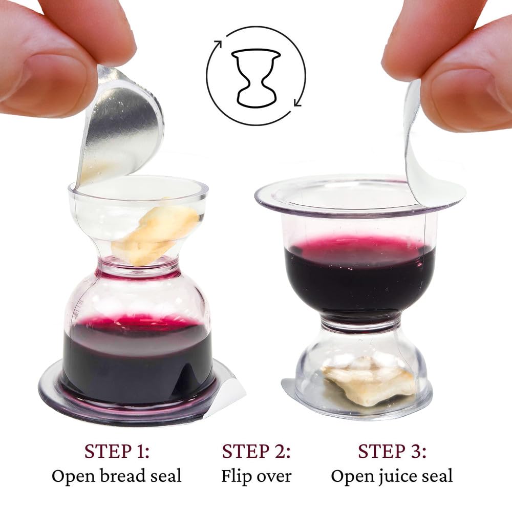 TrueVine Chalice Communion Cups and Wafer Set - 500 Prefilled Communion Cups with Fresh Unleavened Bread & Grape Juice - Individually Sealed for Church Services, Bible Studies, and Home Worship - Fits Standard Communion Trays