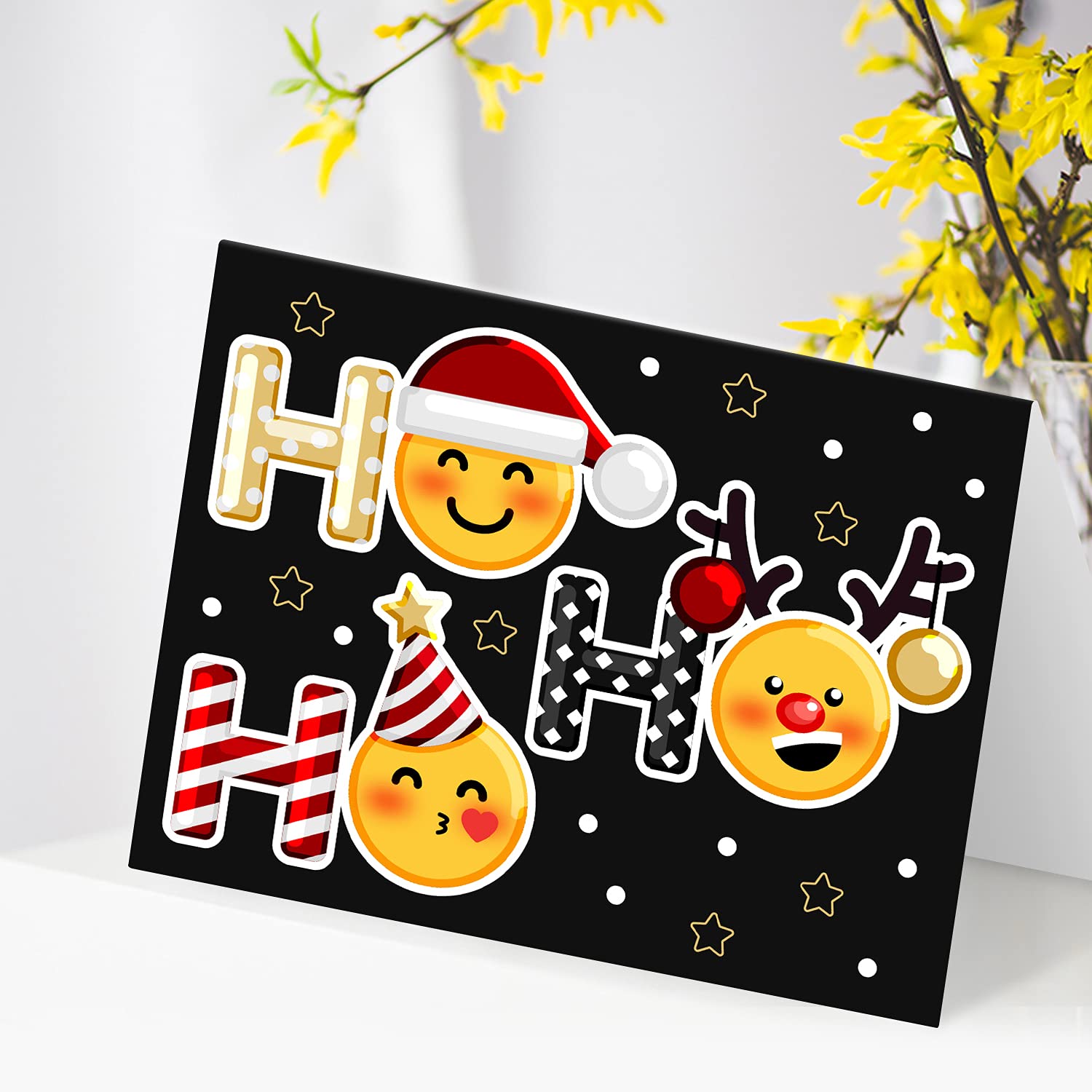Funny Emoji Christmas Cards & Envelopes Set - 25 Cute Holiday Greeting Cards (4.25