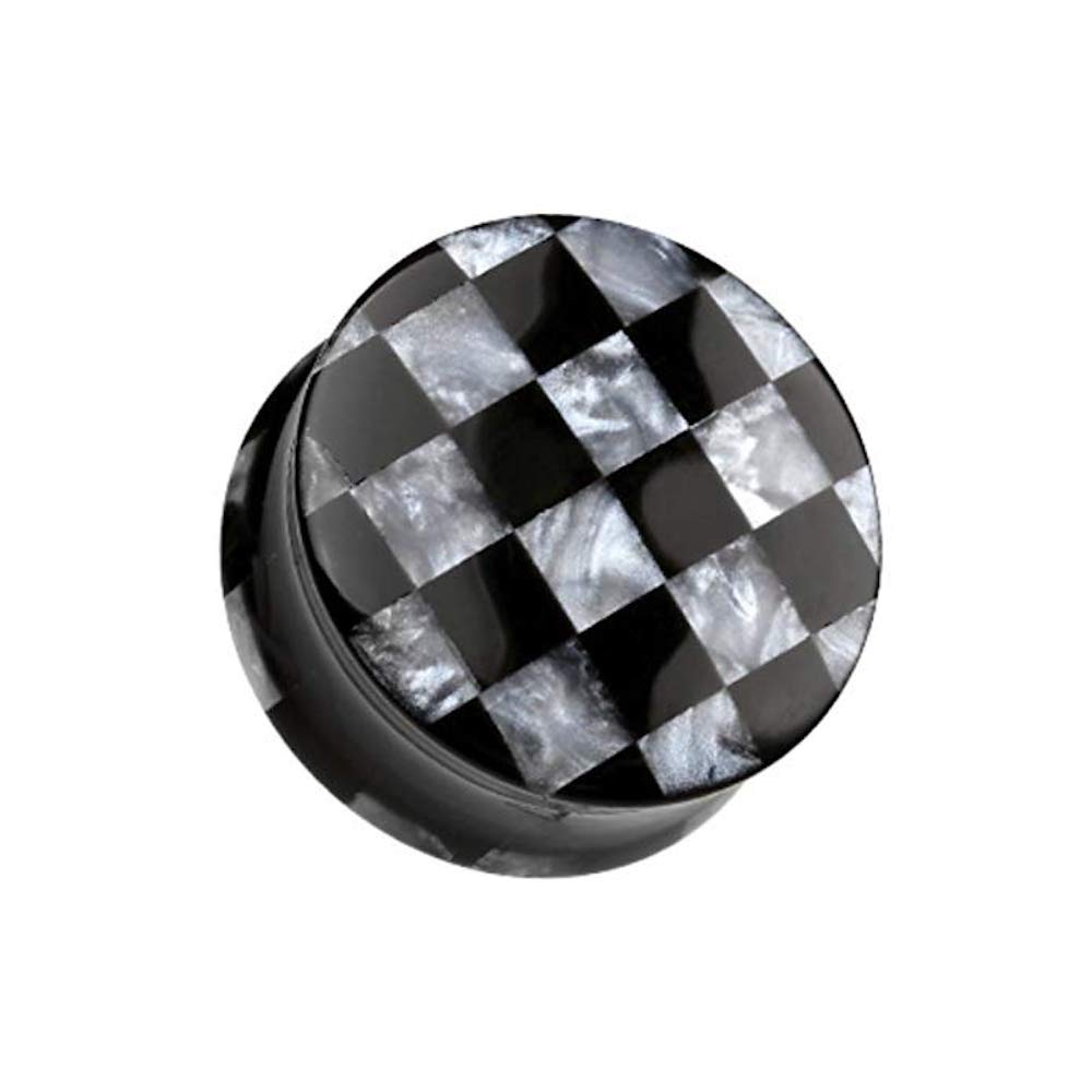 Marble Checker Double Flare Ear Gauge Plugs for Stretching & Style