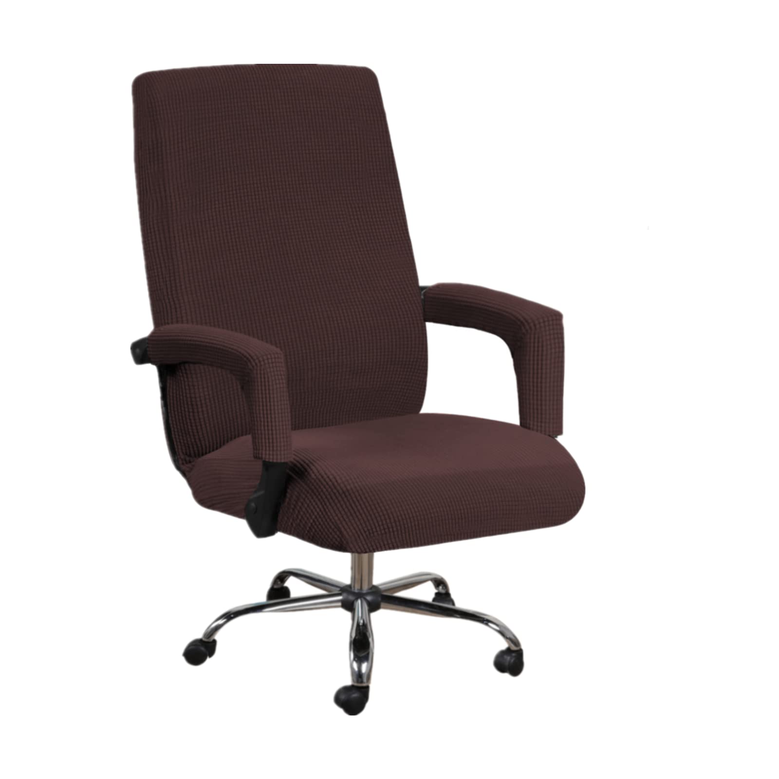 Stretchable Washable Office Chair Covers - Universal Fit for Computer & Rotating Chairs (Large, Brown) - Perfect for Home Office, Gaming & Conference Room Use
