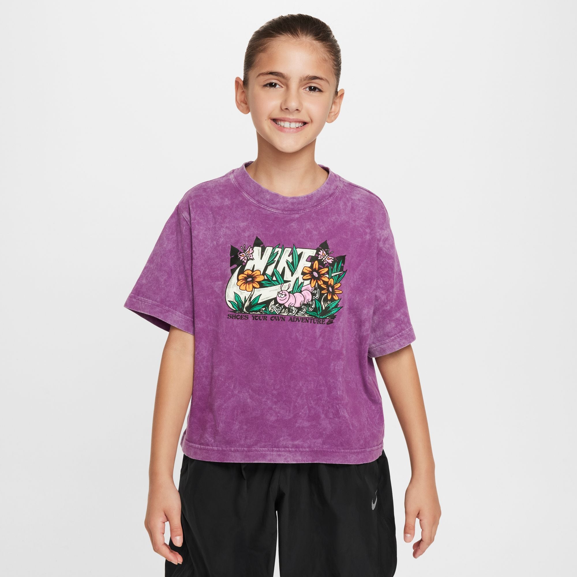 Nike Youth NSW Floral Print T-Shirt for Girls | Trendy Graphic Tee for School, Sports & Casual Wear
