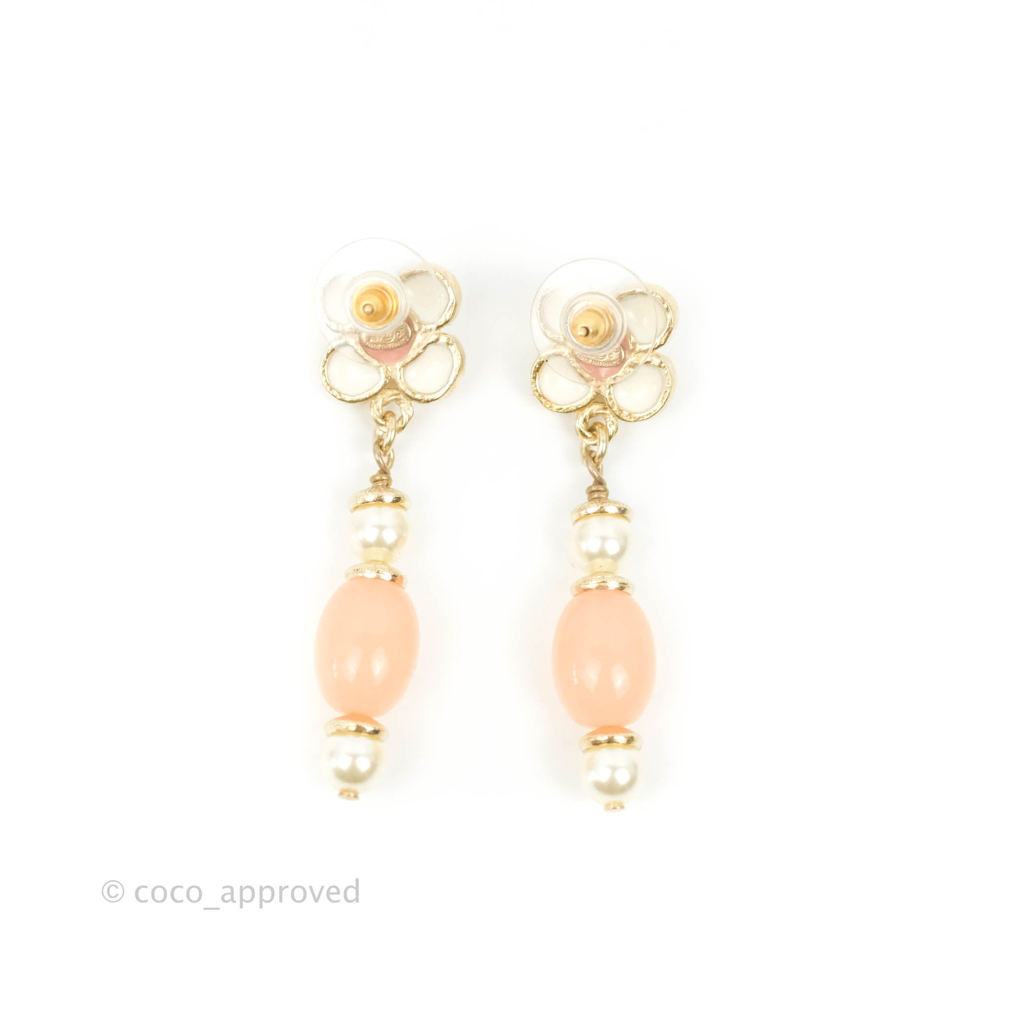 Chanel CC Flower Pink Resin Pearl Drop Earrings 18C - Luxury Fashion Jewelry for Women, Perfect for Parties, Weddings & Special Occasions