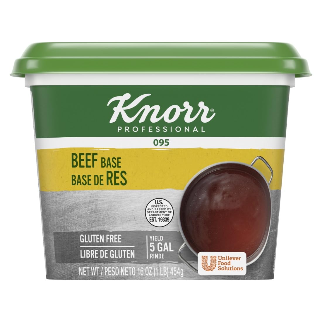 Knorr Professional 095 Beef Stock Base - Gluten Free, 0g Trans Fat, 1 lb (Pack of 12) | Perfect for Soups, Stews & Professional Kitchens