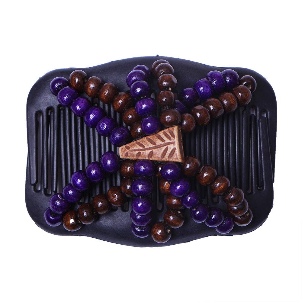 3 Pack Wooden Beaded Hair Combs - Double Sided Magic Hair Clips & Bun Makers for Women (Random Colors) | Perfect for Updos, Ponytails & Everyday Styling