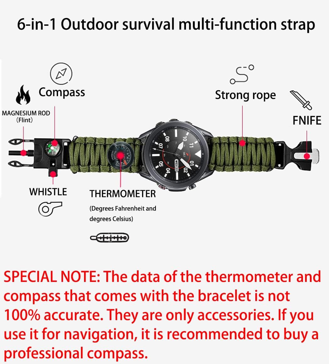 Galaxy Watch 6 Band - 20mm Paracord Strap for Outdoor & Survival
