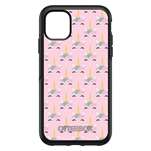 Pastel Unicorn Pattern - Pink Purple Black On Black Case