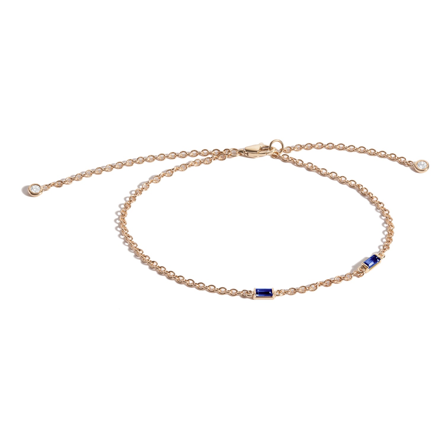 14K Gold Birthstone Baguette Bracelet with Diamond Dangles - Elegant Stackable Jewelry for Women, Perfect Gift for Birthday, Anniversary & Mother's Day