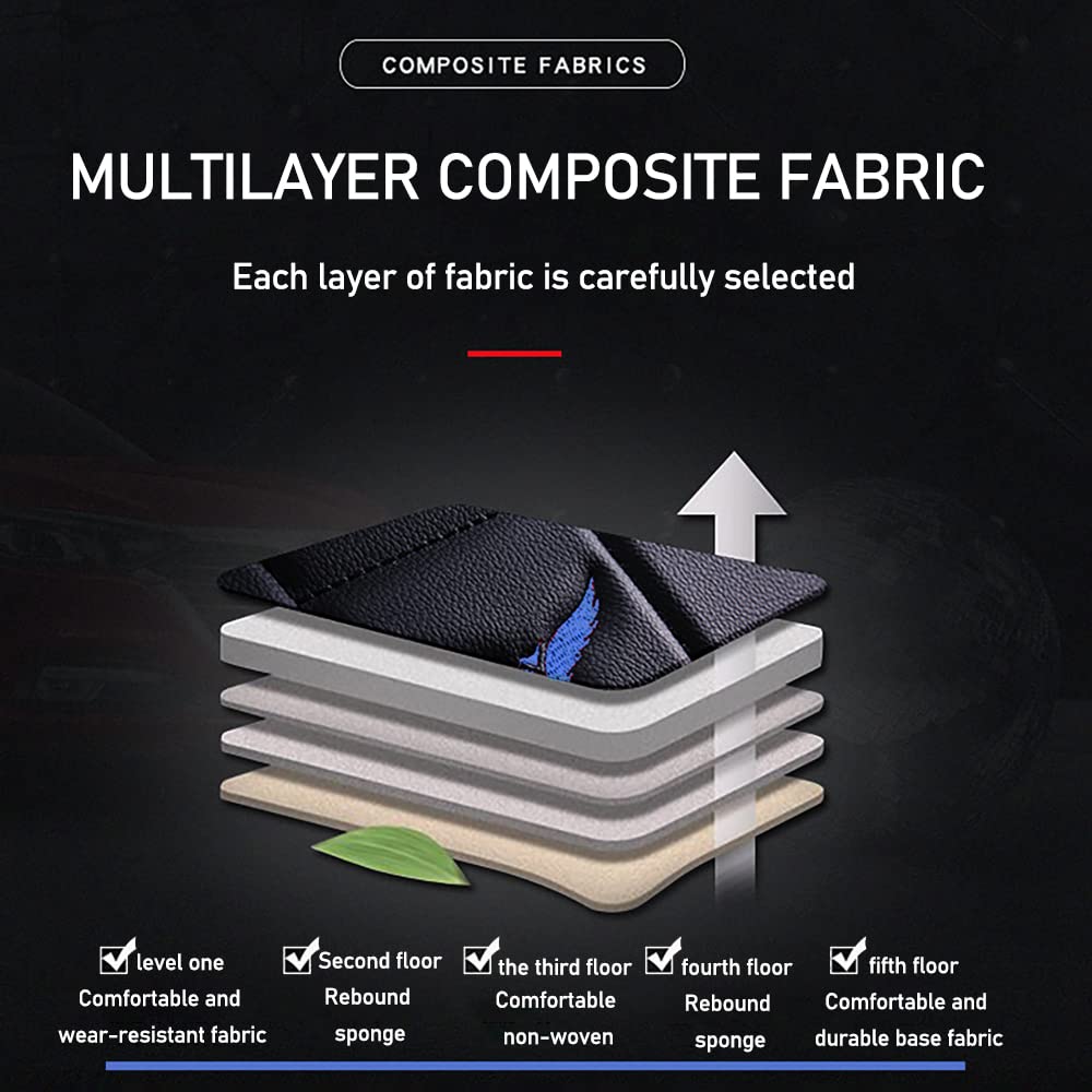 Universal Fit PU Leather Car Seat Covers Full Set for 2016 Chevy Cruze Limited - Black & Blue Stitching with Headrest & Lumbar Support - Perfect for Daily Commuting, Road Trips & Interior Protection