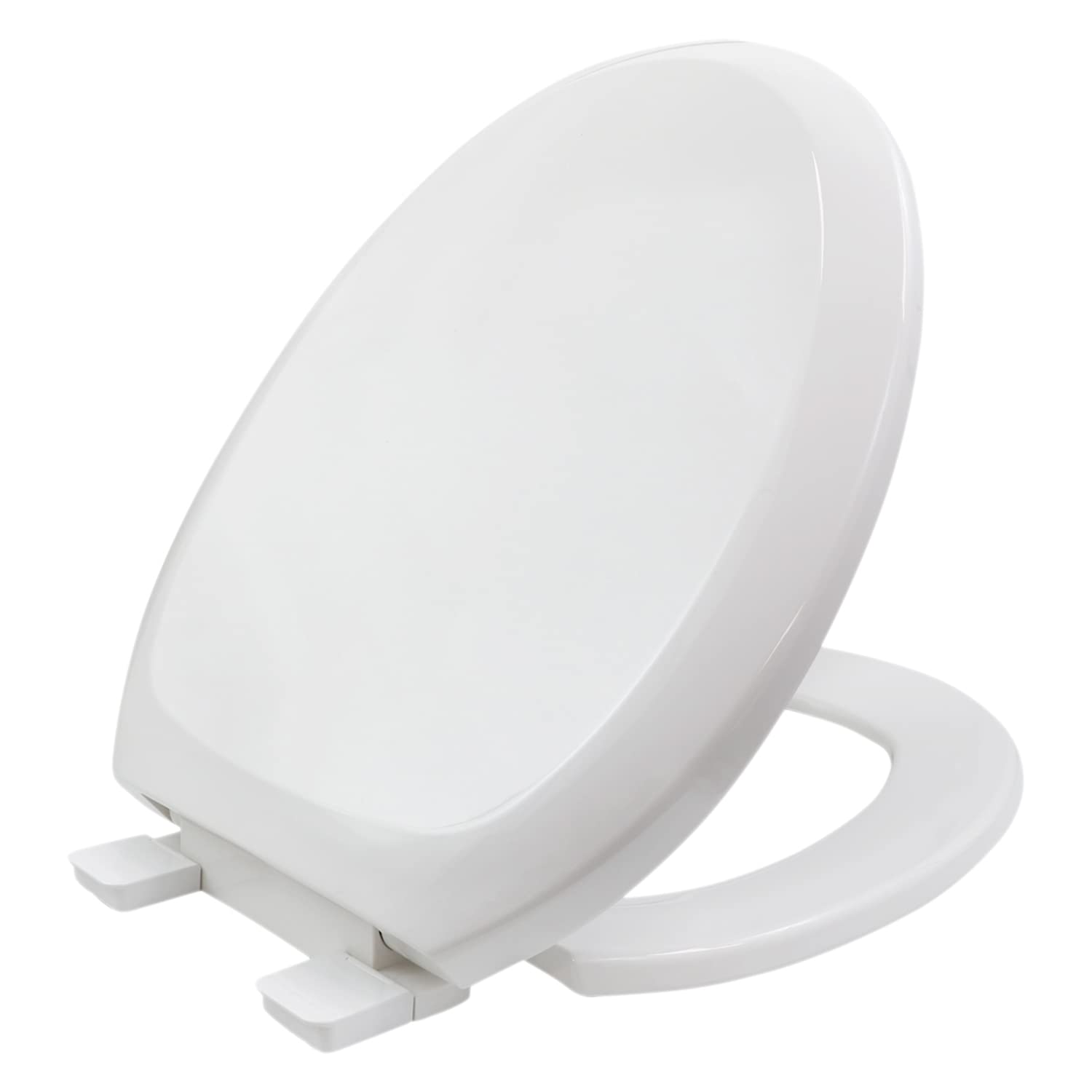 Slow Close Round Plastic Toilet Seat - Easy to Remove & Install, White - Perfect for Bathroom Upgrades & Home Renovations