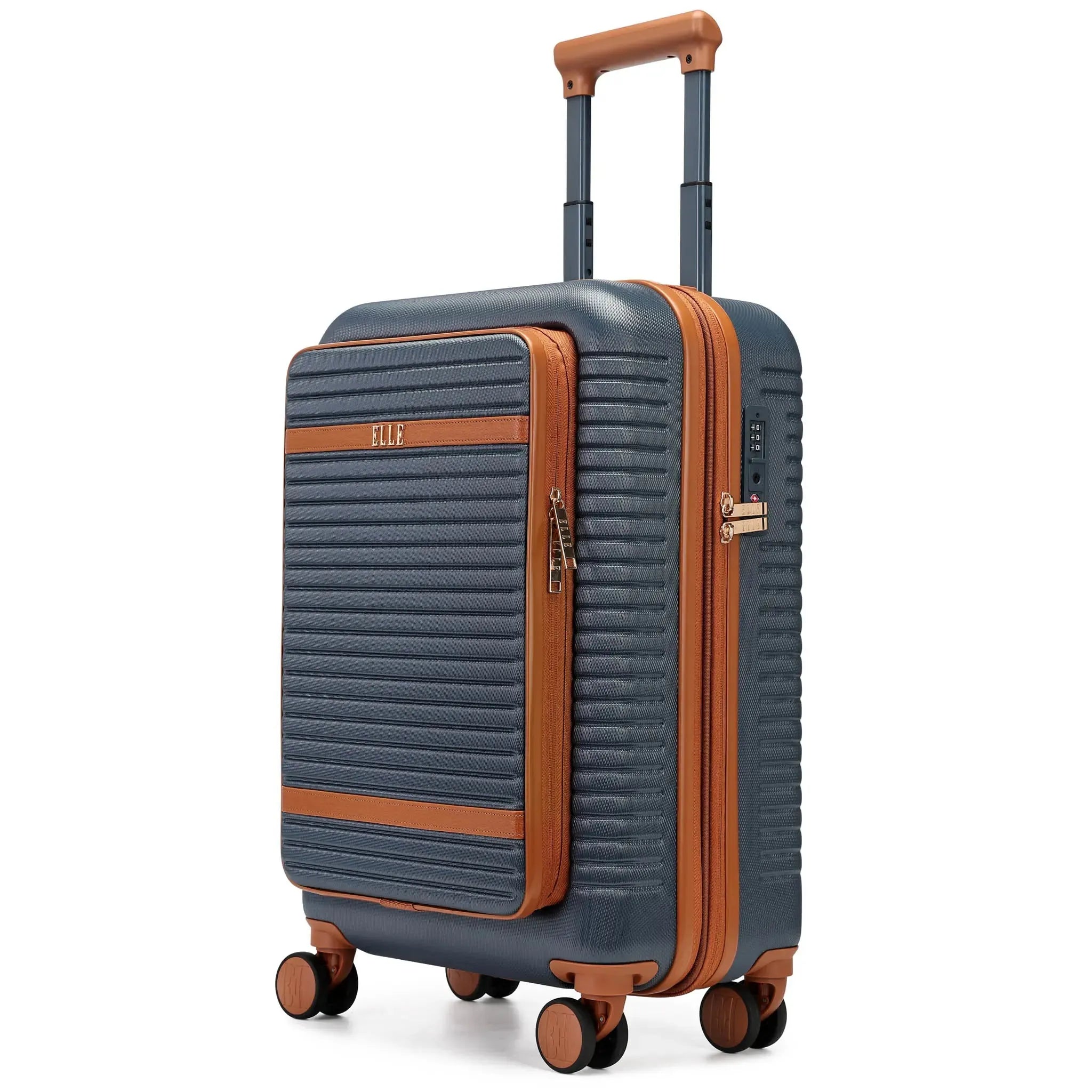 Expandable Carry-On Suitcase with Front Laptop Pocket - Lightweight Luggage for Travel & Business Trips - Perfect for Airplane, Train & Weekend Getaways