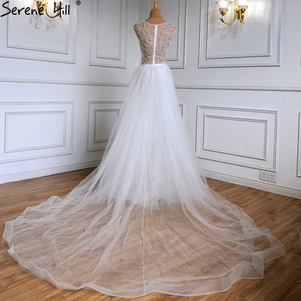 Serene Hill Luxury Ivory Mermaid Evening Gown with Beading and Train - Elegant Formal Dress for Prom, Wedding & Black Tie Events 2025 Collection LA71109