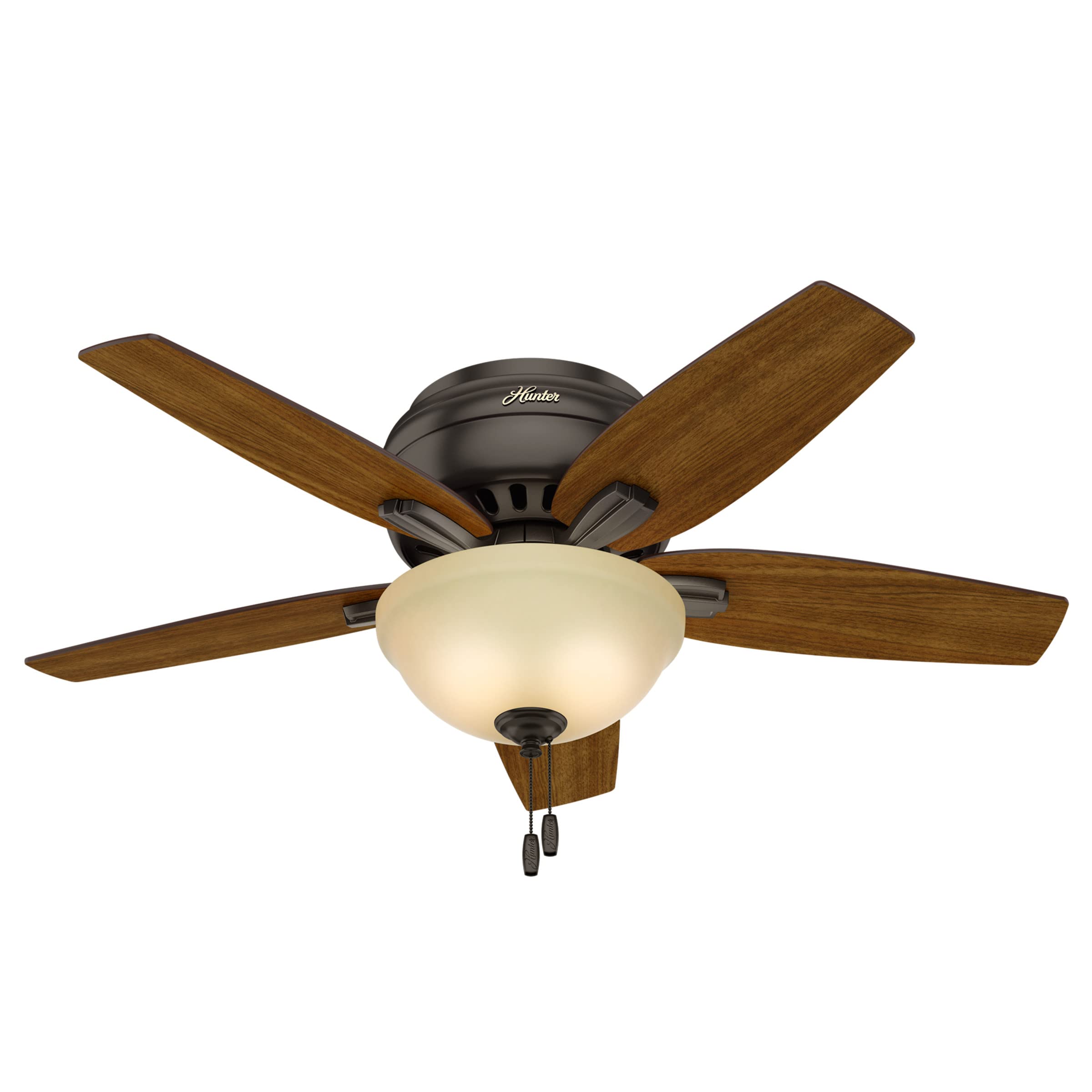 Hunter Fan Company 51081 42 Inch Newsome Premier Bronze Low Profile Ceiling Fan with LED Light Kit and Pull Chain - Perfect for Bedrooms, Living Rooms, and Indoor Spaces