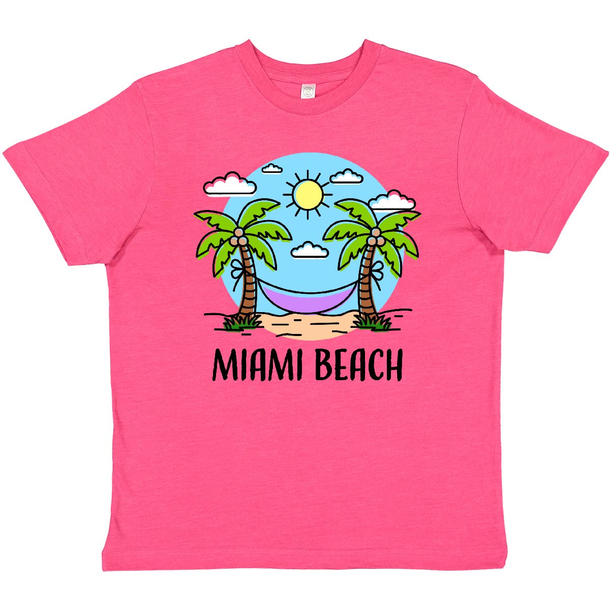 Inktastic Summer Vacation in Miami Beach Youth T-Shirt - Comfortable Kids Travel Shirt for Beach Trips, Family Vacations & Summer Outfits