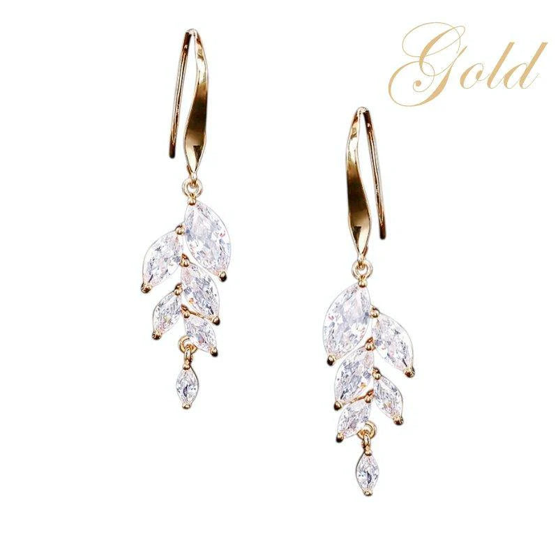Crystal Drop Earrings for Women - 14K Gold, Rose Gold & Sterling Silver Dangle Earrings (7198,7197,7302) | Elegant Jewelry for Parties, Weddings & Special Occasions