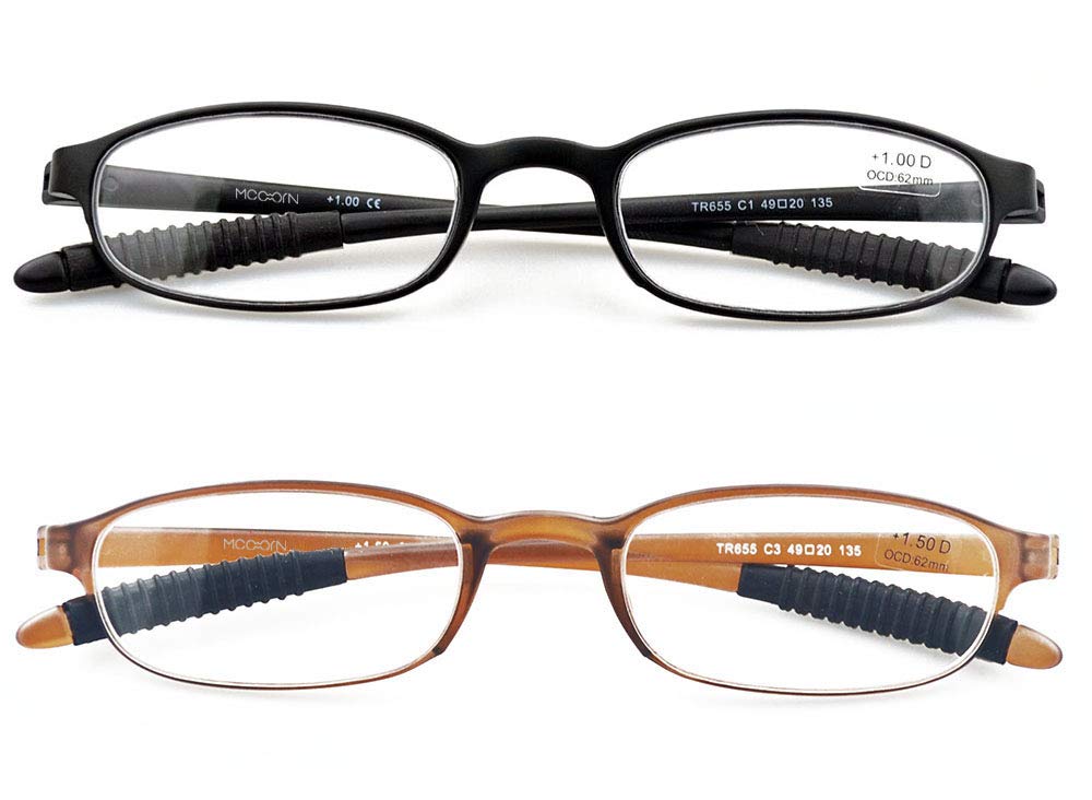 Lightweight Reading Glasses for Men & Women - Flexible Memory Plastic Frame Readers - Perfect for Reading, Computer Work & Crafts